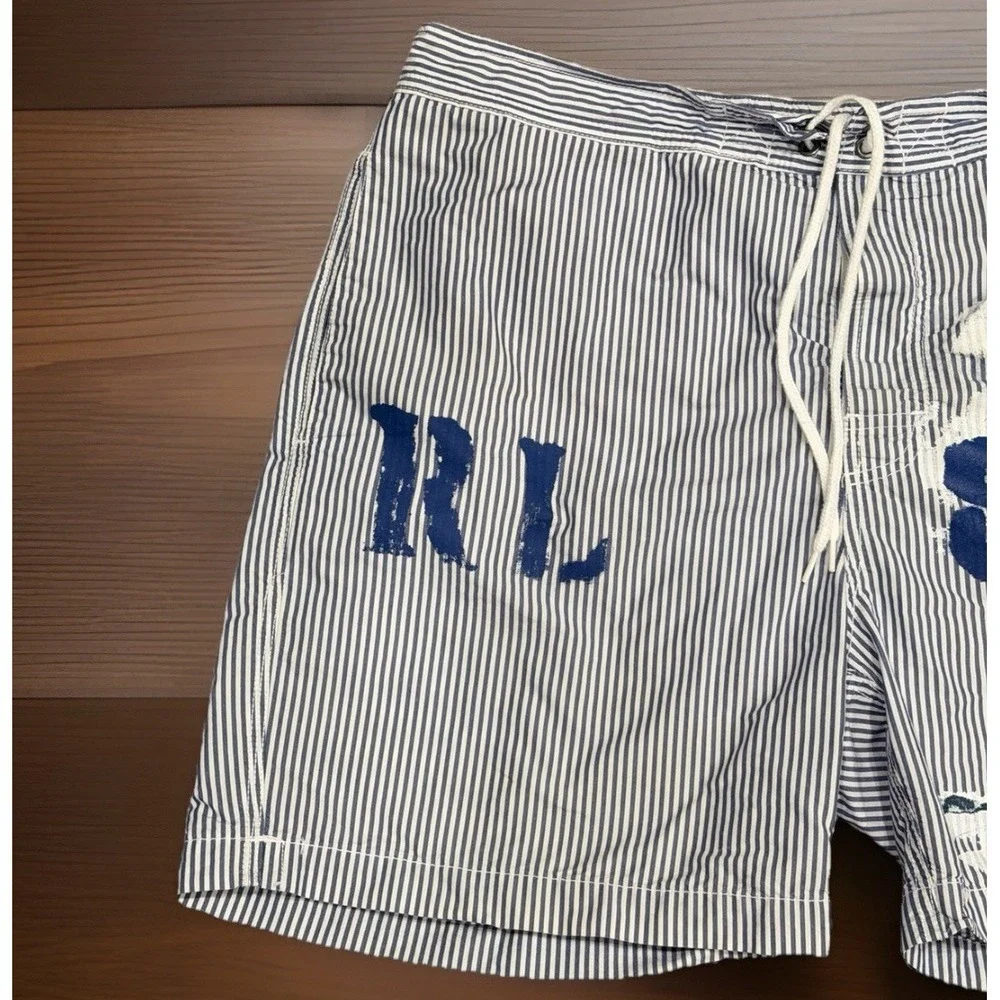 Polo Ralph Lauren Swim Trunks Mens Large Striped Nautical Lighthouse‎ Sailing